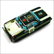 Vintage Tin Plate Police Car Novelty Toy Nakamura Japan