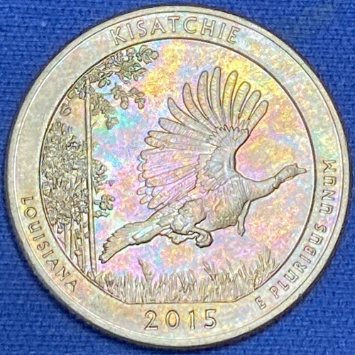 2015-D Kisatchie Louisiana ATB Quarter Rainbow Toned Coin AU #6 - Picture 11 of 13