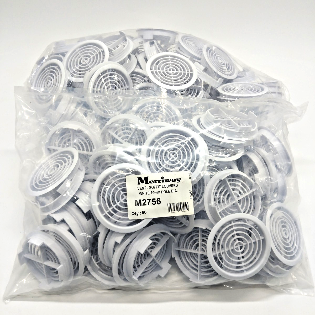 X130 Job Lot Merriway White Plastic 70mm Round Soffit Air Vents UPVC Push Fit