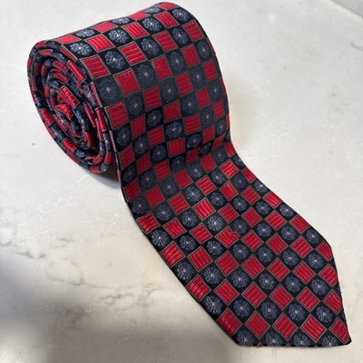 Robert Talbott Best Of Class Extra Long Silk Tie Men's Red Blue Medallion 65''X4''