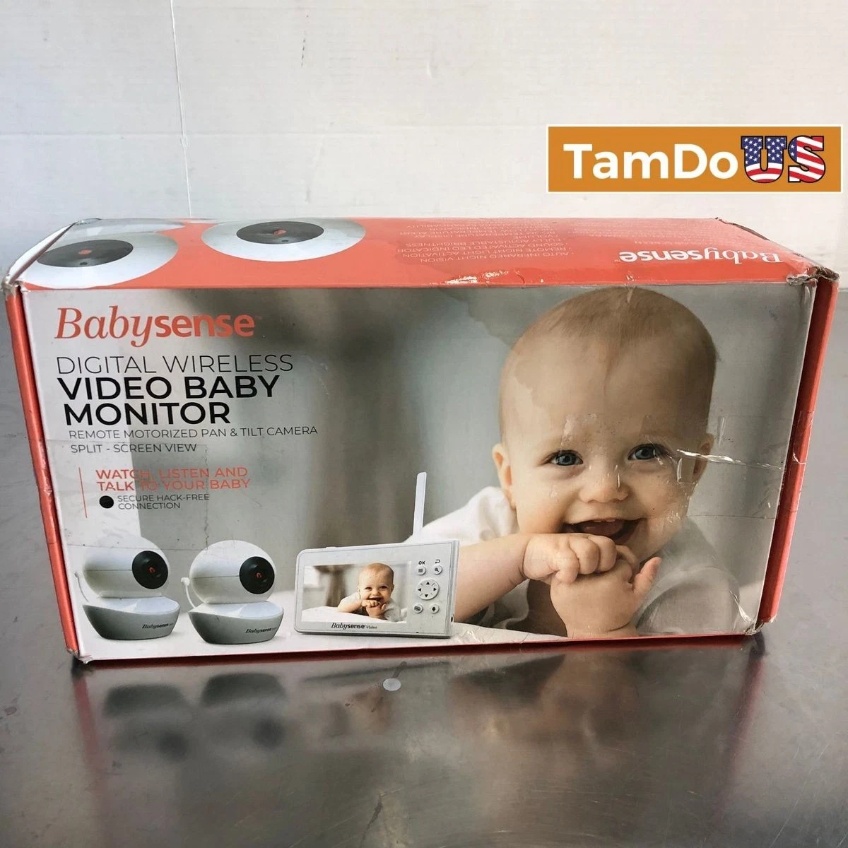 Babysense V43 Split-Screen Video Baby Monitor, 2 Cameras, 4.3" LCD, Night Vision
