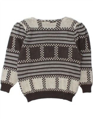 MALINA WONG Damen Pullover Pulli mit U-Boot-Ausschnitt EU 40 mittelgrau gestreift Wolle AY04