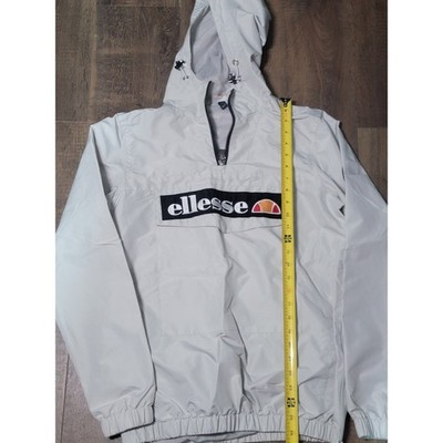 Ellesse Windbreaker Pullover Anorak Jacket Hoodie Beige Mens Small Logo