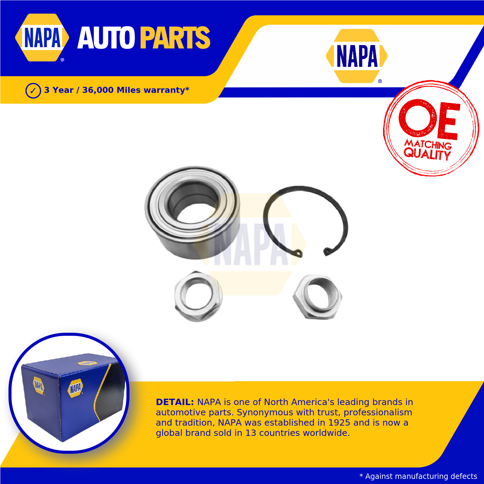 Wheel Bearing Kit fits PEUGEOT 206 2D Front 1.6 2.0 1.6D 2.0D 1999 on NAPA New