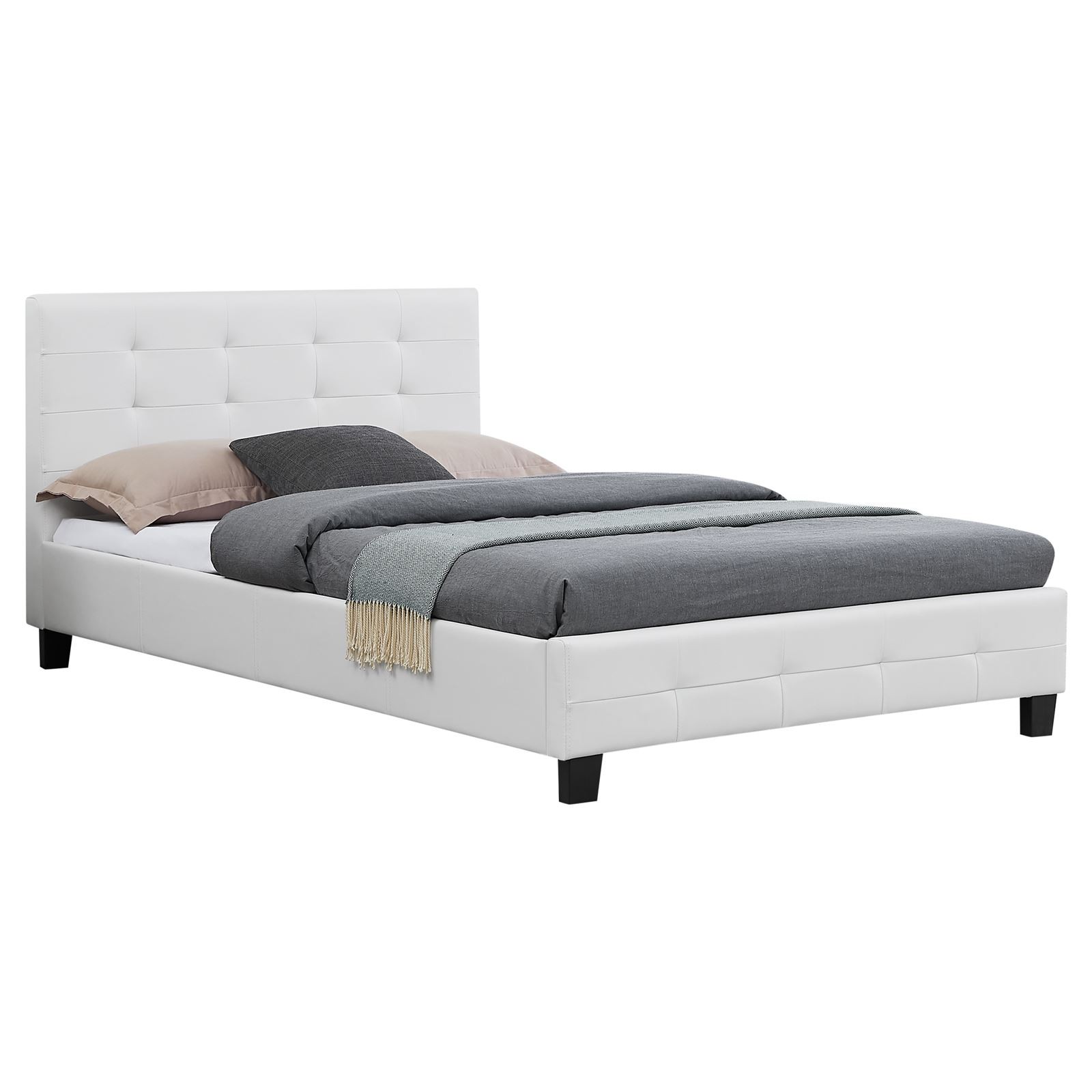 Lit simple 120x190cm capitonné gris anthracite pour chambre d'adolescent moderne