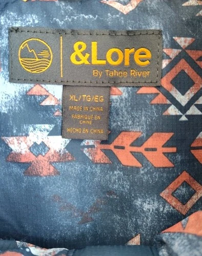 &Lore By Tahoe River Men's Quilted Vest Size XL Full Zip Blue Sleeveless Jacket  image 9