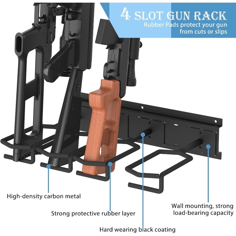8-Slot Wall Mount Heavy Duty Metal Gun-Rack,Vertical Rifle Shotgun Rack for Home