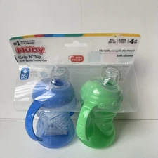 Nuby Click it Grip N Soft Spout No spill Sippy Cup  two piece￼ Blue And Green ￼