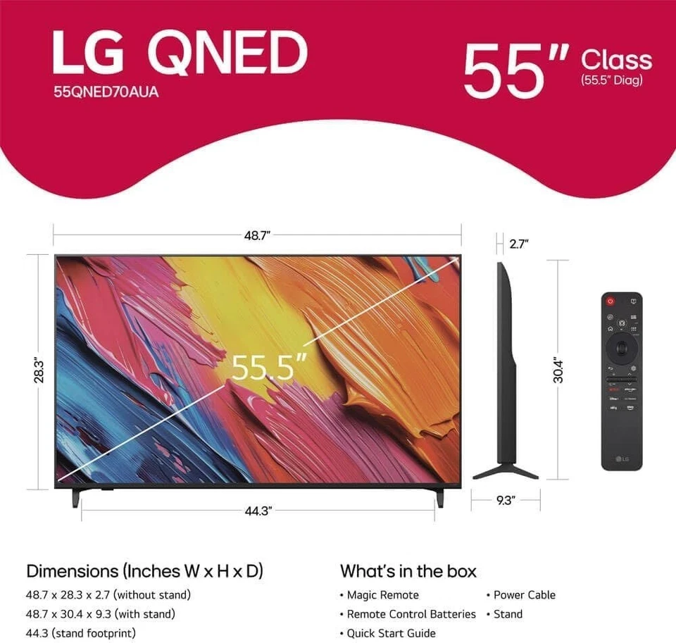 LG QNED70A 55 inch 4K UHD QNED Smart TV with webOS 25 & 60Hz Refresh Rate (2025) - Image 2 of 4
