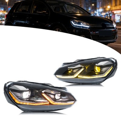 LED Headlights for Golf 6 MK6 VI 2010-2014 TDI DRL Front Lamps Pair Assembly