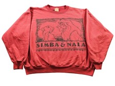Vintage Disney Lion King Sweatshirt Mens XL Red Crewneck Simba Nala USA 90s