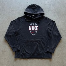 Vintage Y2K Nike Football Sweatshirt Size Large Black Hoodie Center Swoosh Logo