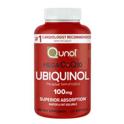 Qunol Mega CoQ10 Ubiquinol 100mg 120 Weichkapseln   Nahrungsergänzungsmittel für Herzgesundheit