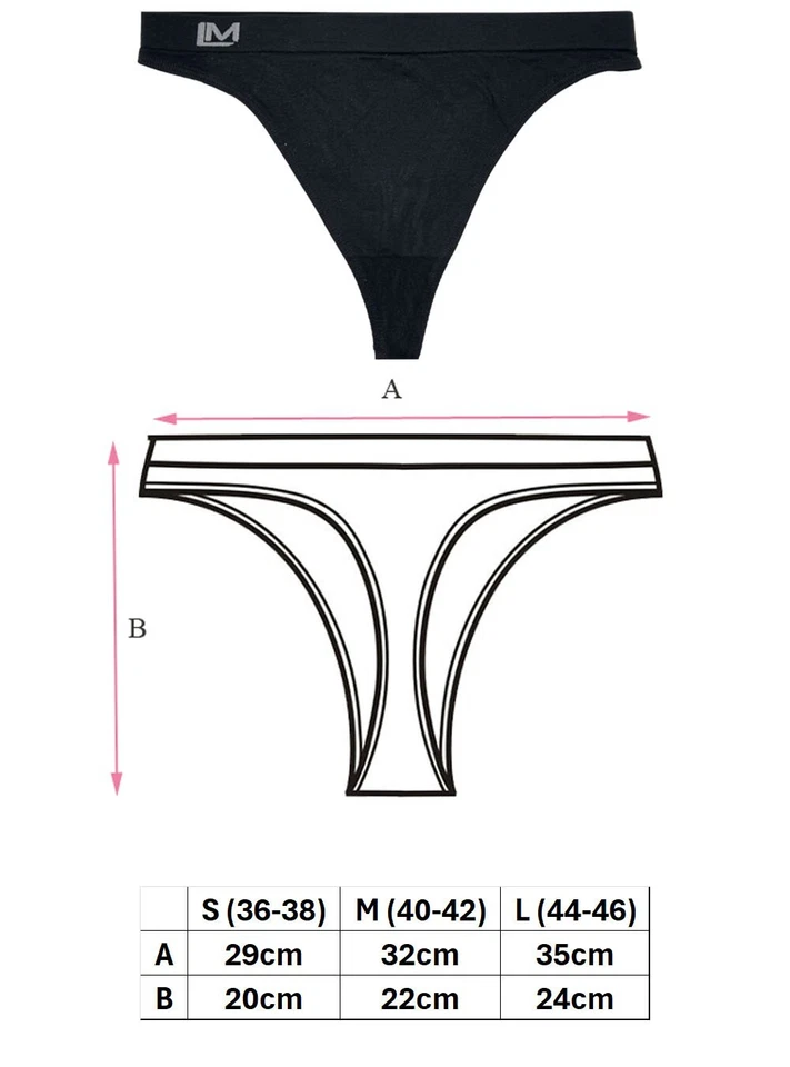 Damen Thong Tanga 5er Pack Strings Seamless LisaModa Mikrofaser Schwarz Weiß - Bild 2 von 4