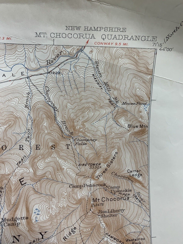 Mt Chocorua New Hampshire NH Quadrangle Topographic Map USGS 1951