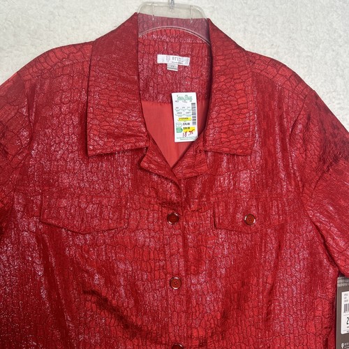 Erin London Women's Size 2X Red Snakeskin Pattern Lined Jacket Lightweight NWT - Picture 6 of 13
