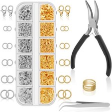 Jump Rings Kit: 1200Pcs for Jewelry Making, Necklace Repair with Pliers - Silver