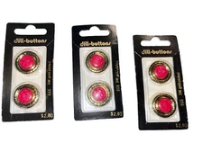 3-pack Vintage Red And Gold Dill Buttons Style 666 7/8 22mm