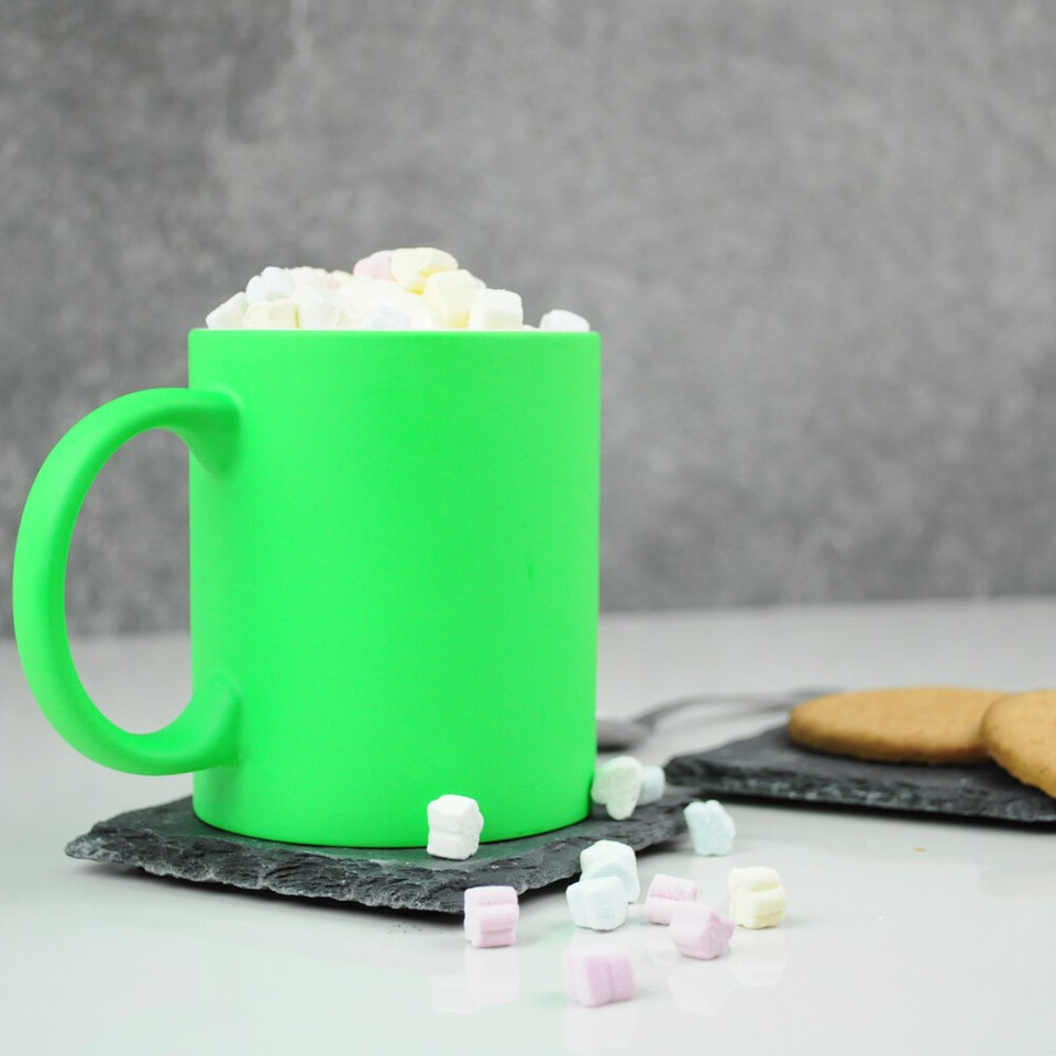 4 x Neon Bright Fluorescent Large 310ml Ceramic Coffee or Tea Mug Cup ...