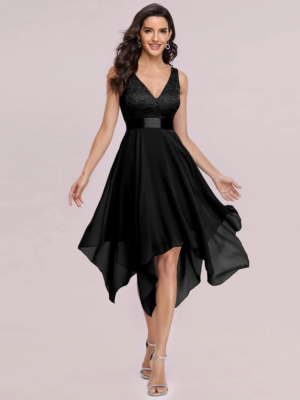 Ever-Pretty Sleeveless V-neck empire waist A line lace Chiffon Midi dress  10