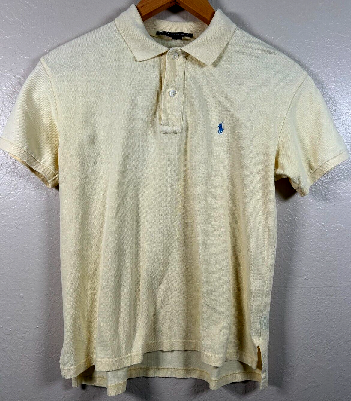 Polo sportiva Ralph Lauren uomo media giallo chiaro manica corta blu pony