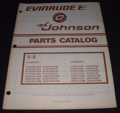 Parts Catalog Evinrude V-6 Johnson Ersatzteilkatalog ET Katalog Stand 1980!