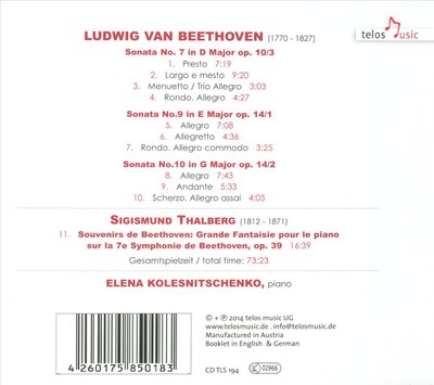 ELENA KOLESNITSCHENKO BEETHOVEN, THALBERG NEW CD