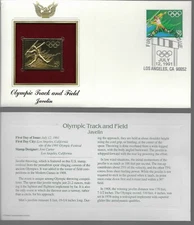 Olympic Track & Field-Javelin-1st day issue-Golden Replica