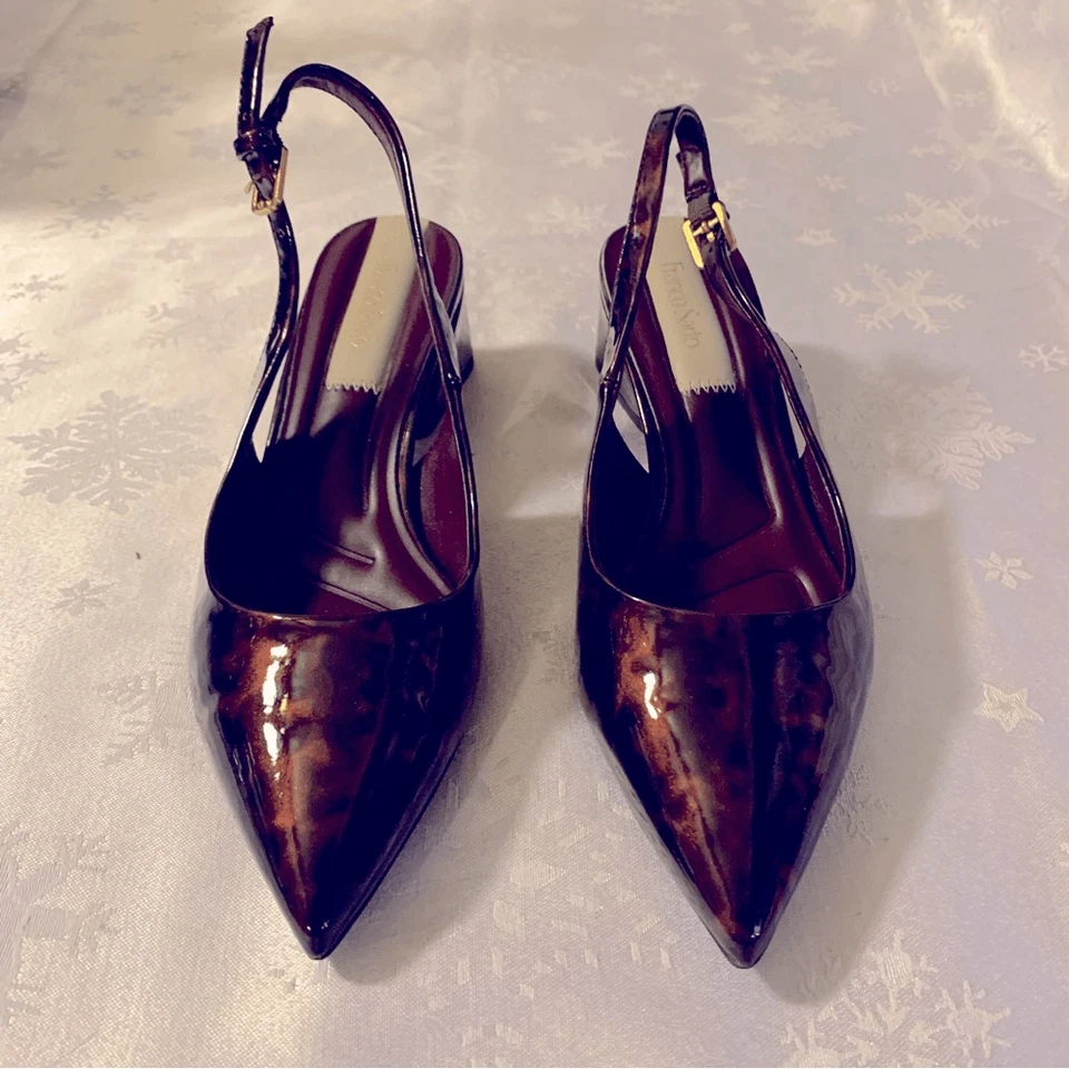 Zapatos de salón Franco Sarto con cordones estampado animal charol tacón bloque talla 6 nuevos sin etiquetas Foto 2 de 4