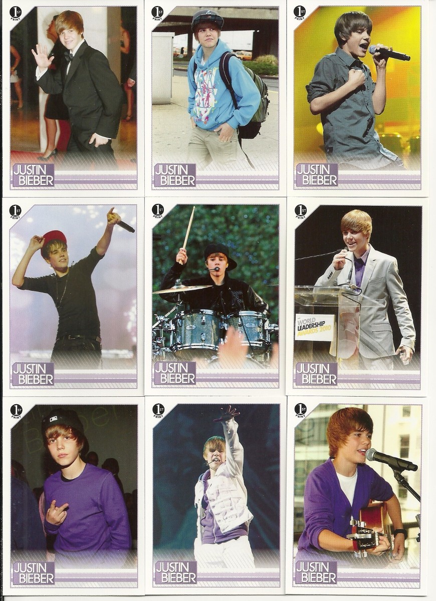 2010 JUSTIN BIEBER CARDS - COMPLETE SET OF 150 - PANINI - EARLY
