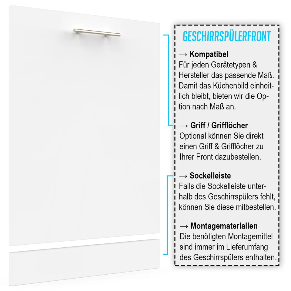 X57 Geschirrspülerfront 19mm - Blende voll-, teilintegriert 60/45er und nach Maß - Bild 2 von 3