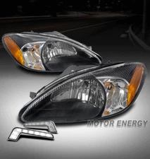 FOR 00-07 FORD TAURUS SEDAN WAGON HEADLIGHTS LAMP BLACK LEFT+RIGHT W/DRL LED KIT