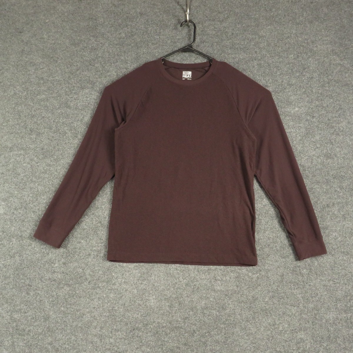 32 Degrees Shirt Mens Heat Sleepwear Medium Maroon Long Sleeve Round Neck