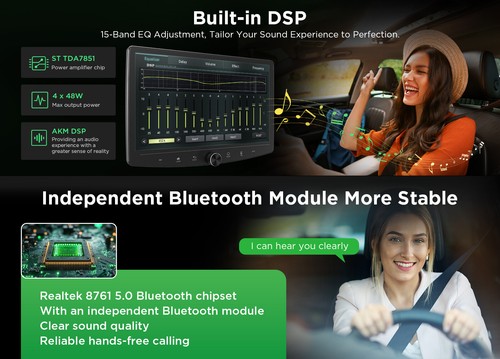 6+64GB 10" Android 13 Car Stereo Radio Carplay GPS Navi WIFI 4G Double 2 Din DSP - Picture 6 of 21
