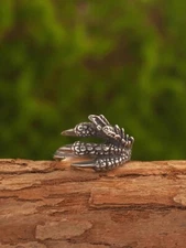 NIGHT WORKS Dark retro Make old dragon claw ring Unisex index finger rock punk