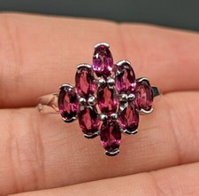 Sterling Silver 925 Rhodolite Garnet Gemstone Cluster Ring Size 6