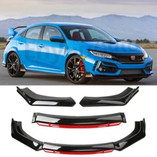For Honda Civic Sedan Coupe Gloss black Front Bumper Lip Splitter Chin Spoiler