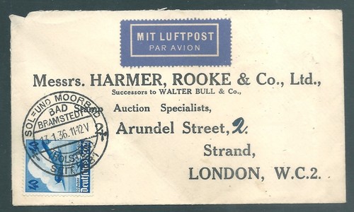 GERMANY 1936 Airmail cover and stamp to London