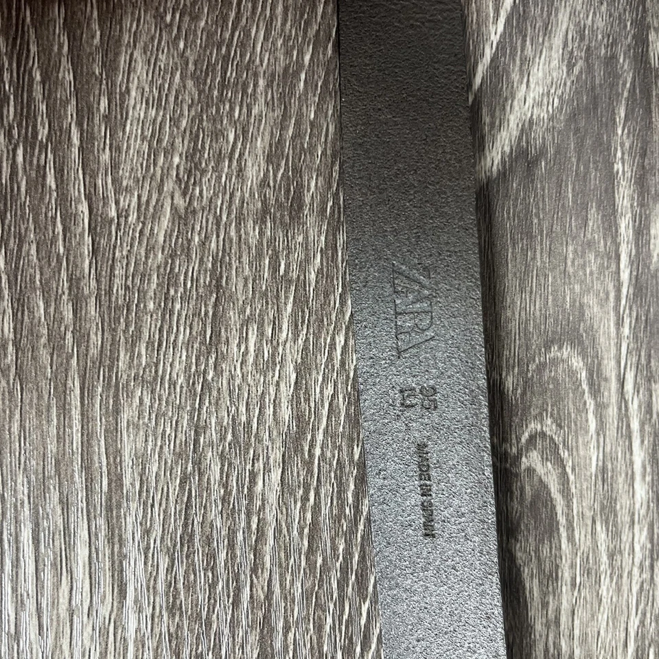 Cinturón básico de cuero para hombre Zara marrón plateado hebilla hecho en España talla 95/38 Foto 4 de 4
