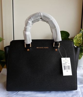 Michael kors borse donna selma medium borsa messenger in pelle saffiano nera  - Stileo.it