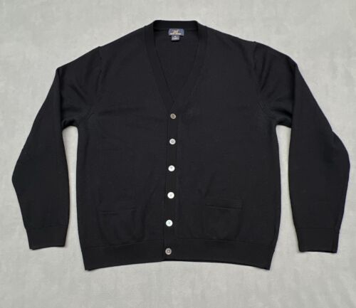 Brooks Brothers Women's XL Sweater Black Cardigan Merino Wool Pro Office Attire