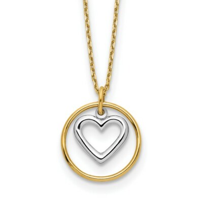 14k Gelbgold Valentinstag Herz Kreis zierliche Ankerkette 18 Zoll Halskette