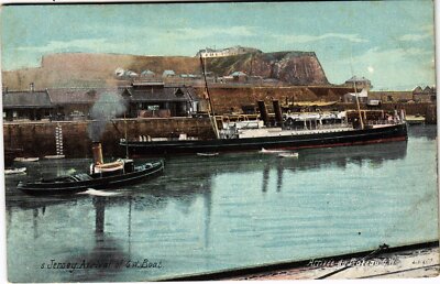 PC SHIP ARRIVAL OF G.W. BOAT JERSEY, CHANNEL ISLANDS, UK (a29349)