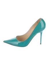 JIMMY CHOO Abel 100 Blue Patent Leather Pumps Size 10 IT 40 Very Good Cond.