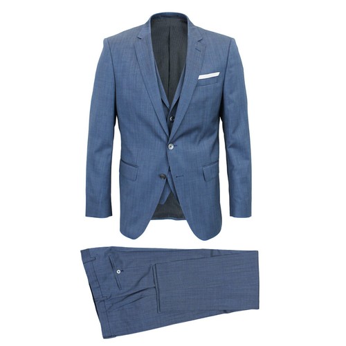 Hugo Boss Slim Fit Traje de 3 piezas azul medio pecho * UK40\