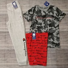 New Boy's CHAMPION 3pc T-Shirt Shorts and Pants Outfit Size Medium 10/12