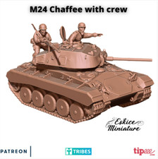 28mm WW2 US - M24 Chaffee Tank w/ Crew (3D PRINTED)