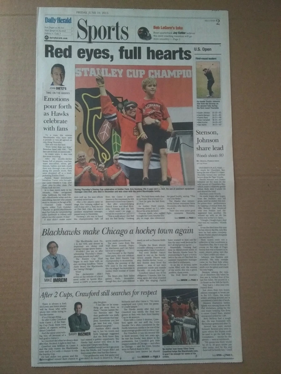 2015 Chicago Blackhawks Stanley Cup Champions Chicago Daily Herald  Newspaper | eBay