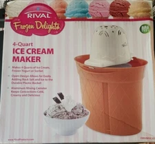 Rival Frozen Delights 4-Quart Ice Cream Maker- New in Original box!