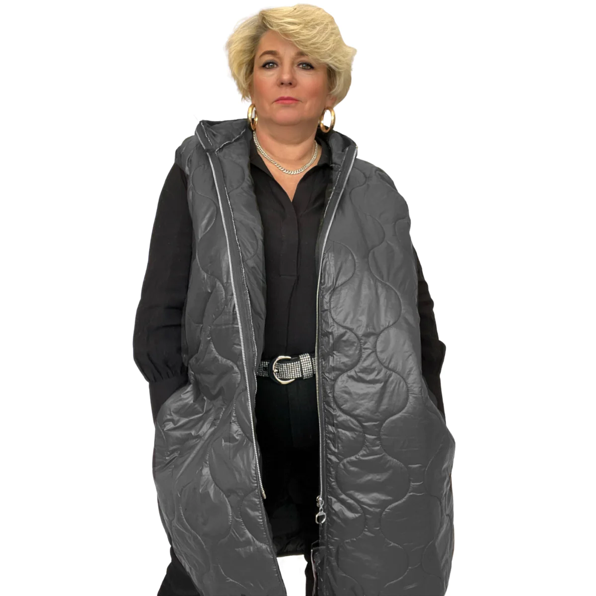 WOMENS COAT LADIES JACKET SLEEVELESS QUILTED COAT WITH HOOD JERKIN